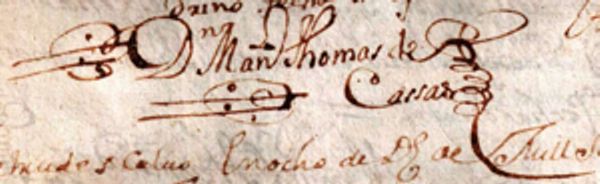 Firma en libro parroquial siglo XVIII