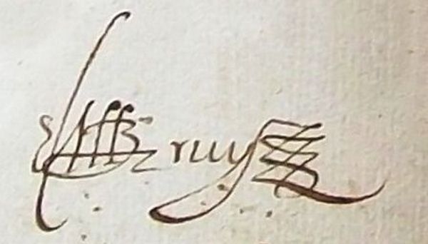 Firma del cura en una partida antigua del siglo XVII