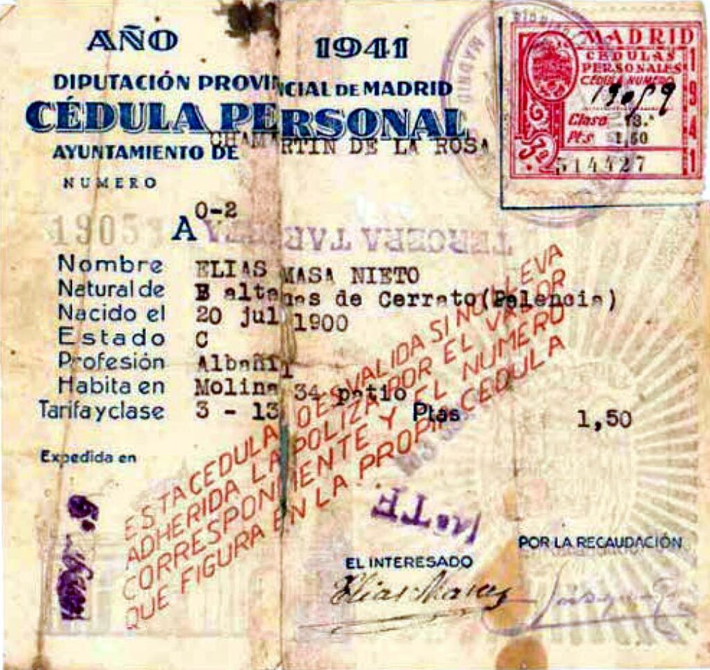 Cédula personal de Chamartín de la Rosa