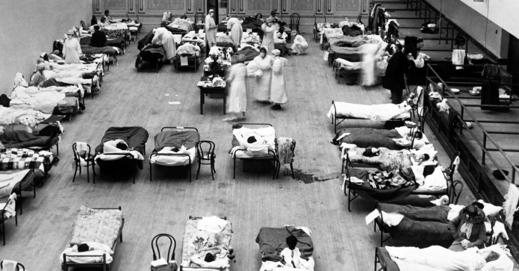 Hospital de campaña en la pandemia de 1918