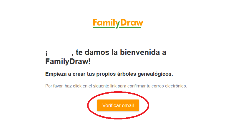 Mensaje de bienvenida de FamilyDraw