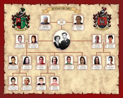 Descendants family tree Linear design