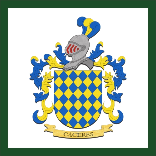 spanish heraldic shield printed on four ceramic tiles