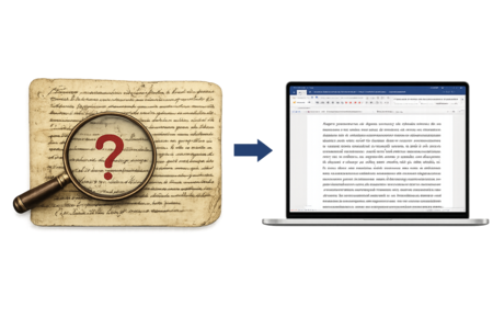 Old manuscript document and current document computer typed